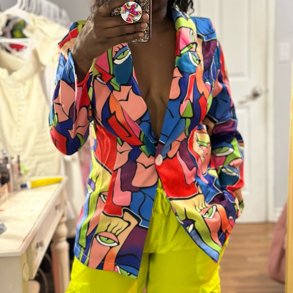 Printed Multi Color Blazer - Picture 7 of 10